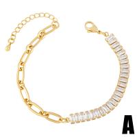 Cubic Zirconia Micro Pave Brass Bracelet, with 1.97 extender chain, gold color plated & micro pave cubic zirconia, golden .5 Inch 