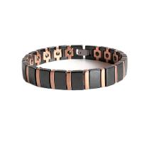 Tungsten Steel Bracelet, with Black Ochre & Porcelain, plated, polished & with magnetic & for man Approx 8.07 Inch 