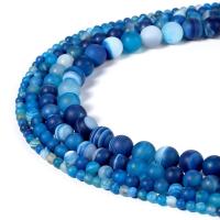 Natural Lace Agate Beads, Blue Agate, Round, polished, DIY & frosted, blue Approx 15 Inch 