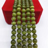 Cats Eye Beads, Round, polished army green Approx 15 Inch 