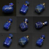 Lapis Lazuli Perfume Bottle Pendant, with Iron, gold color plated, Unisex blue 