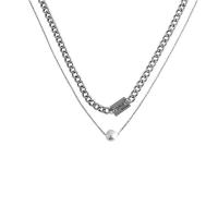 Titanium Steel Jewelry Necklace, for woman & enamel, silver color cm 