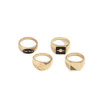 Zinc Alloy Ring Set, plated, 4 pieces & for man & enamel, 19mm 