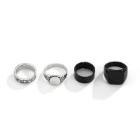 Zinc Alloy Ring Set, plated, 4 pieces & for man, 20mm,17mm 