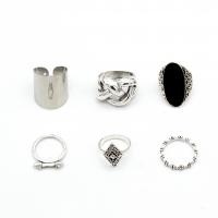 Zinc Alloy Ring Set, plated, 6 pieces & for woman, 19mm,17mm,16mm,16.5mm 