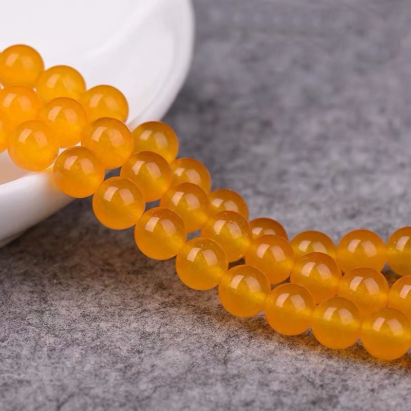 Yellow Calcedony Beads, Round, natural, different size for choice, Grade AAAAA, Hole:Approx 1mm, Length:Approx 15.5 Inch, Sold By Strand