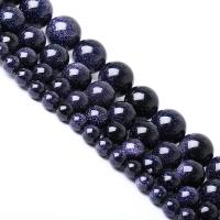 Blue Goldstone Beads, Blue Sandstone, Round, DIY blue Approx 15 Inch 