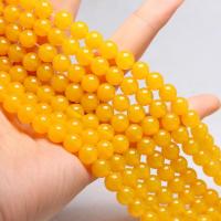 Natürliche gelbe Achat Perlen, Gelber Achat, rund, DIY & verschiedene Größen vorhanden, gelb, Länge:ca. 15 ZollInch, verkauft von Strang