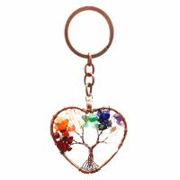 Природный камень застежка для ключей, с Латунь & Железо, Сердце, плакированный цветом под старую медь, различные материалы для выбора & Мужская, Много цветов для выбора, 52mm, продается PC