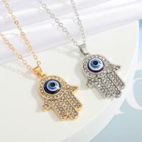 Evil Eye Jewelry Necklace, Zinc Alloy, with 1.96inch extender chain, Hamsa, plated, oval chain & for woman & with rhinestone Approx 19.6 Inch 