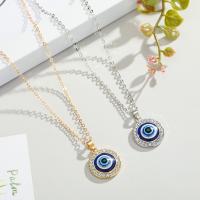 Evil Eye Jewelry Necklace, Zinc Alloy, with 1.96inch extender chain, plated, Unisex & oval chain & with rhinestone 14mm Approx 19.6 Inch 