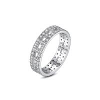 Cubic Zirconia Micro Pave Brass Finger Ring, platinum color plated & micro pave cubic zirconia & hollow, 4.7mm 