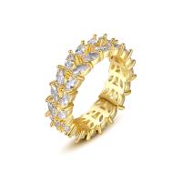Cubic Zirconia Micro Pave Brass Finger Ring, gold color plated, Adjustable & micro pave cubic zirconia, 5.8mm 