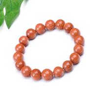 Goldstone Bracelet, Round, Unisex & radiation protection, reddish orange Approx 15 cm 