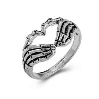 Zinc Alloy Finger Ring, Hand, antique silver color plated, for woman & hollow, 23mm, US Ring .5 