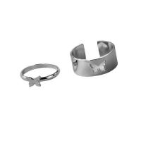 Zinc Alloy Ring Set, Butterfly, plated, 2 pieces & for woman & hollow US Ring 