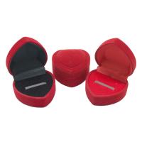 Tela flocado Caja para un anillo solo, Corazón, para mujer, más colores para la opción, 48x50x35mm, Vendido por UD