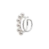 Ohrring-Manschette, Messing, mit Kunststoff Perlen, für Frau, Silberfarbe, 13mm, 5PCs/Tasche, verkauft von Tasche