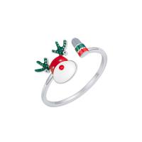 Рождественские палец кольцо, Латунь, Регулируемый & Женский & эмаль, разноцветный, 17mm, 5ПК/сумка, продается сумка