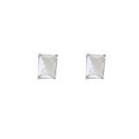 Cubic Zircon Brass Earring, platinum plated, fashion jewelry & for woman & with cubic zirconia, silver color 