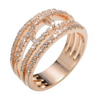 Cubic Zirconia Micro Pave Brass Finger Ring, plated & micro pave cubic zirconia & for woman & hollow US Ring 