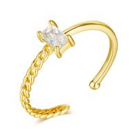 Brass Cuff Finger Ring, gold color plated, micro pave cubic zirconia & for woman, 6*2mm 
