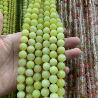 Jade Zitrone Perle, Zitronen Jade, rund, poliert, DIY, grün, Länge:38 cm, verkauft von Strang