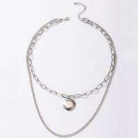 Fashion Multi Layer Necklace, Zinc Alloy, Unisex, silver color cm 