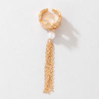 Anillo de dedo de aleación de cinc con perlas plásticas, aleación de zinc, con Perlas plásticas, Con colgante & para mujer, dorado, 17mm, Vendido por UD