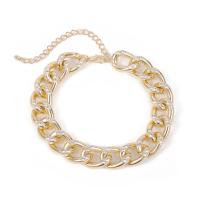 Aluminum Necklace, plated, for woman & with rhinestone, golden cm 