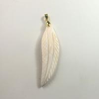 Brass Shell Pendants, White Shell, with Brass, Leaf, gold color plated, fashion jewelry white 