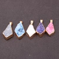 Ice Quartz Agate Pendants, with Brass, gold color plated, Unisex 