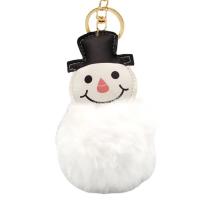 PU Leather Key Chain, with Plush & Zinc Alloy, Snowman, gold color plated, Unisex 