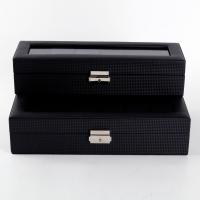 Boîte de montre en cuir, Fibreboard de densité moyenne, avec cuir PU, durable & normes différentes pour le choix, noire  Vendu par PC
