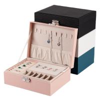 Middle Density Fibreboard Jewelry Set Box, with PU Leather, Double Layer & durable 