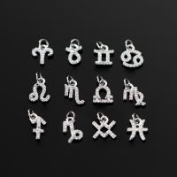 Sterling Silver Pendants, Polypropylene(PP), 12 Signs of the Zodiac, transparent 8mm 