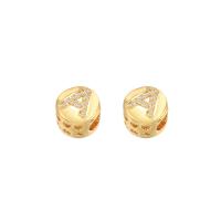 Cubic Zirconia Micro Pave Brass Beads, gold color plated, fashion jewelry & micro pave cubic zirconia, golden 