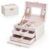 PU Leather Jewelry Set Box, with Middle Density Fibreboard, three layers & durable 