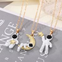 Resin Zinc Alloy Necklace, with Resin, with 1.96inch extender chain, Astronaut, gold color plated & for woman Approx 19.6 Inch 
