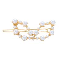Hair Clip, Zinc Alloy, with Plastic Pearl, gold color plated & for woman & hollow, 60mm 