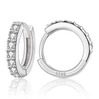 Sterling Silver Huggie Hoop Earring, 925 Sterling Silver, micro pave cubic zirconia & for woman, silver color 