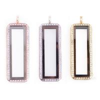 Zinc Alloy Floating Charm Pendant, with Glass, Rectangle, plated, Unisex & with rhinestone 