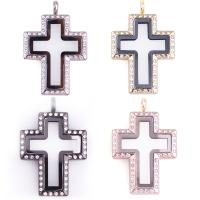 Zinc Alloy Floating Charm Pendant, with Glass, Cross, plated, Unisex & with rhinestone 