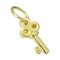 Brass Key Pendants, gold color plated Approx 8mm 