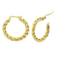 Edelstahl Hoop Ohrringe, goldfarben plattiert, für Frau, 4*32mm, verkauft von Paar
