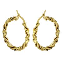 Stainless Steel Hoop Earring, gold color plated, for woman, 4*36mm 