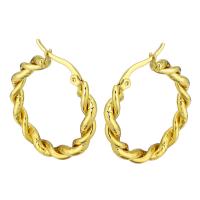 Stainless Steel Hoop Earring, gold color plated, for woman, 4*33mm 