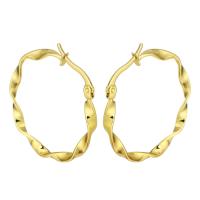 Edelstahl Hoop Ohrringe, goldfarben plattiert, für Frau, 3*34mm, verkauft von Paar