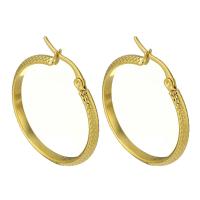 Stainless Steel Hoop Earring, gold color plated, for woman, 29*32mm 