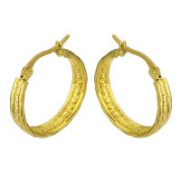 Edelstahl Hoop Ohrringe, goldfarben plattiert, für Frau, 5*27mm, verkauft von Paar